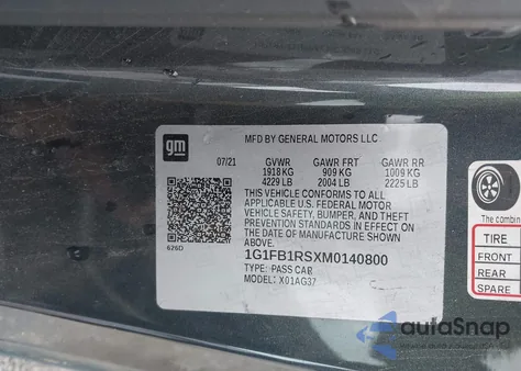 2021 Chevrolet Camaro Rwd 1Lt z USA, uszkodzony, nr VIN 1G1FB1RSXM0140800